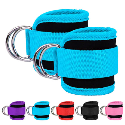 Gym Ankle Straps Double D-Ring Adjustable Neoprene Padded Cuffs
